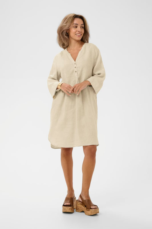 Cream Bellis Caftan Short Dress