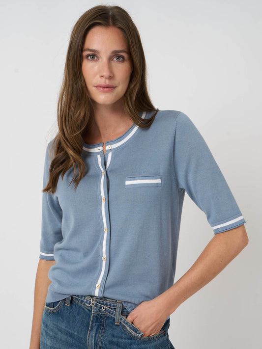 REPEAT Contrast Trim Cardigan