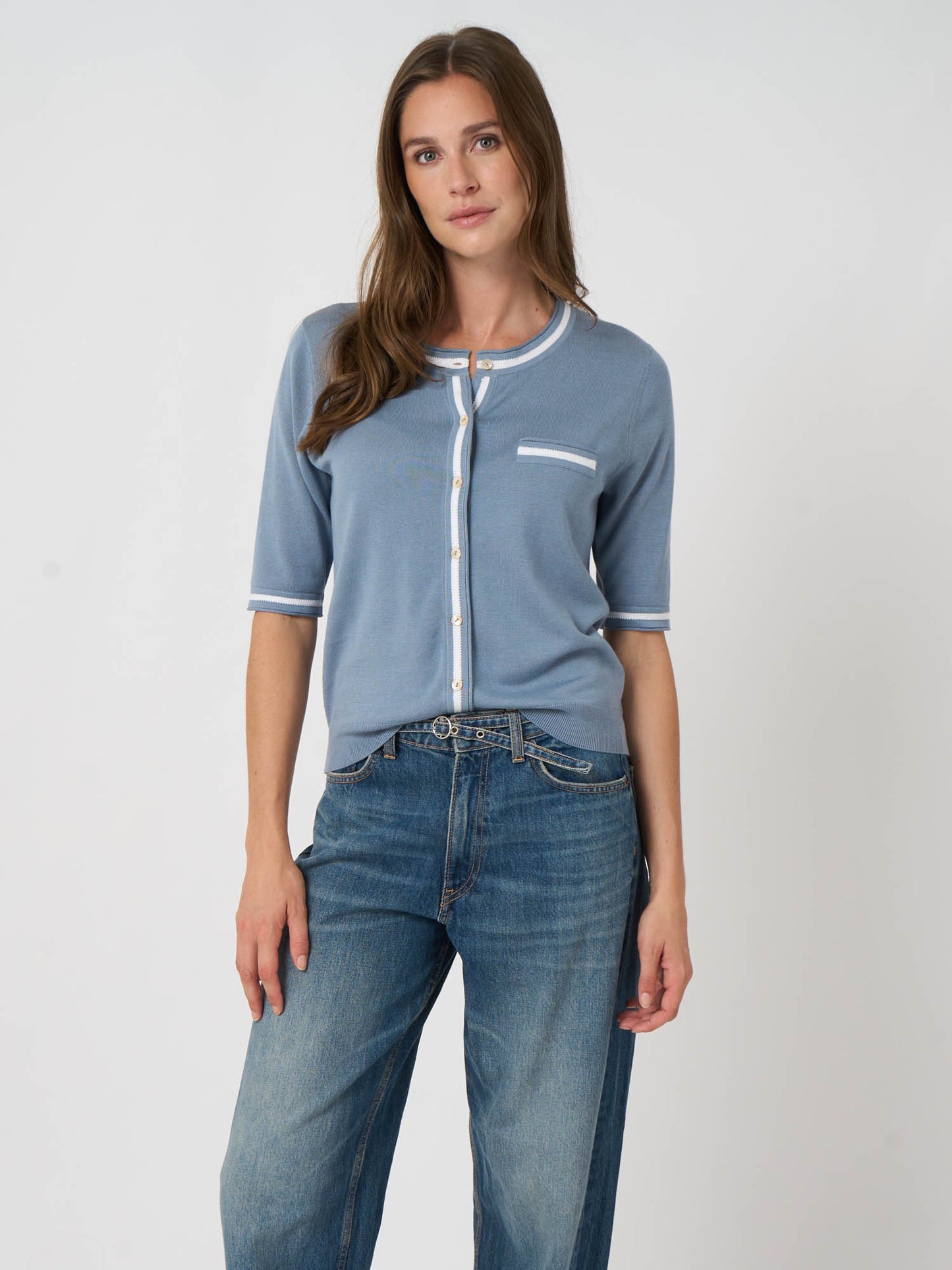 REPEAT Contrast Trim Cardigan