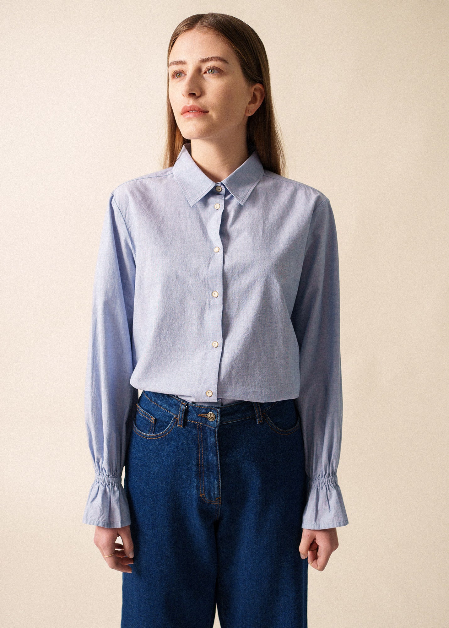 Saint James Celeste Ruffle Shirt