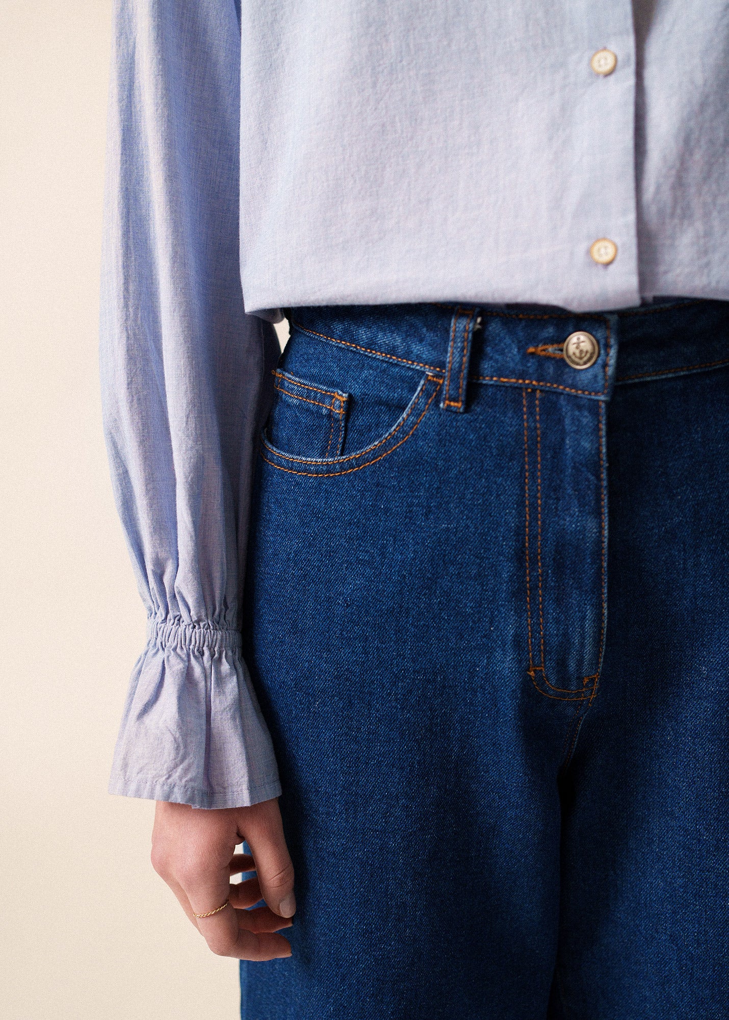 Saint James Celeste Ruffle Shirt