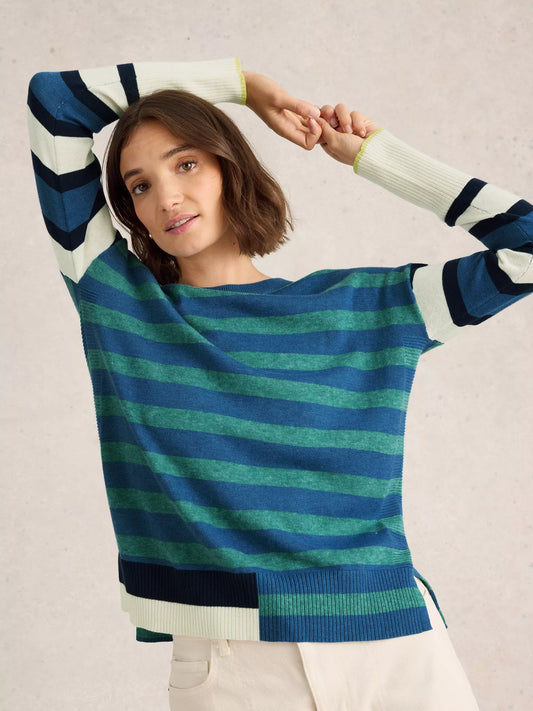 White Stuff Olive Stripe Jumper