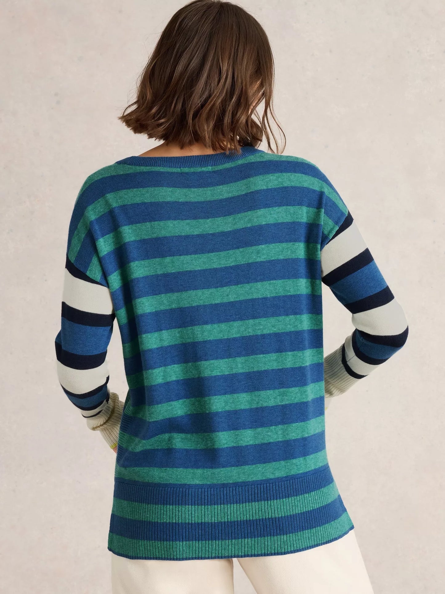 White Stuff Olive Stripe Jumper