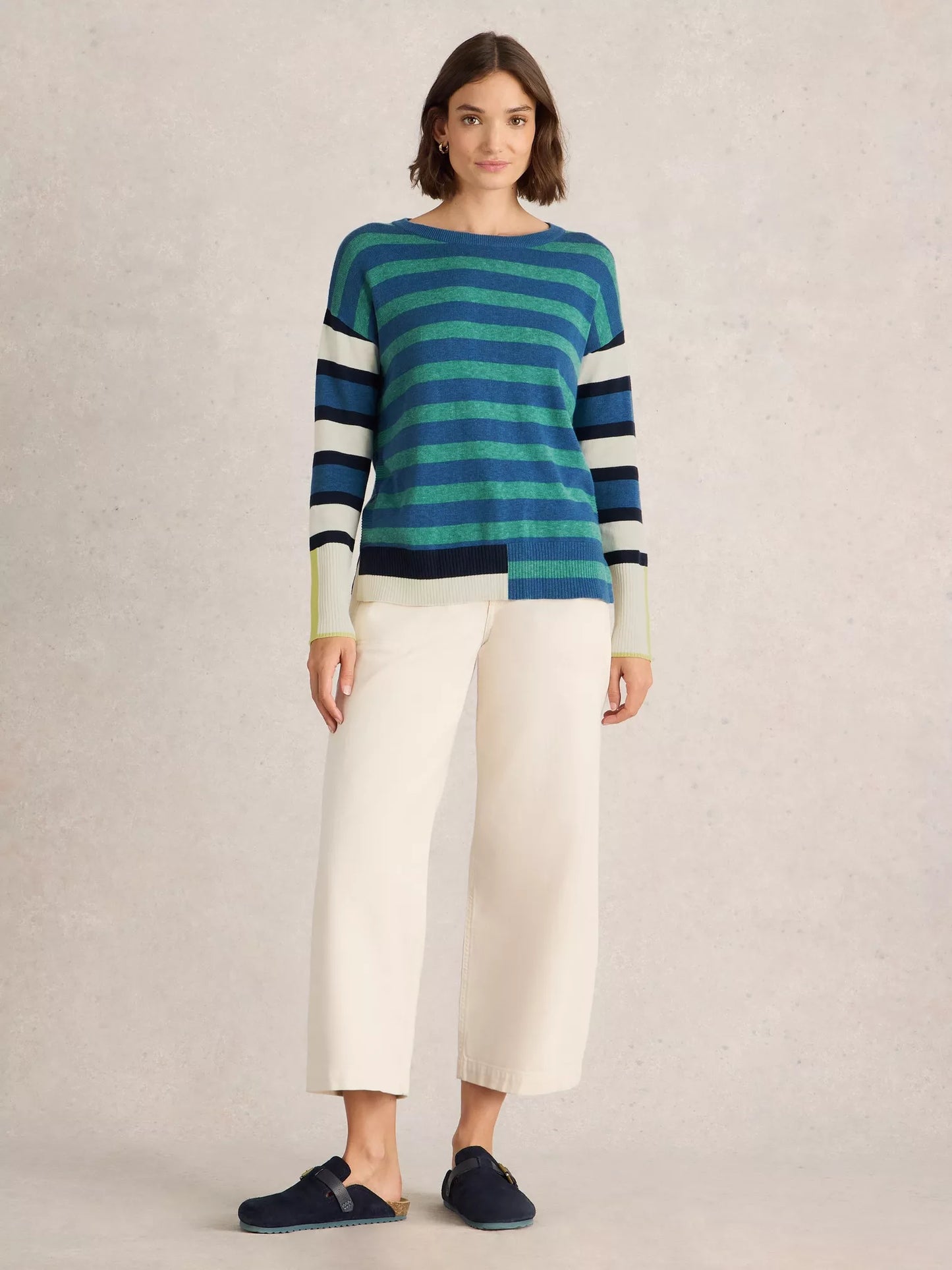 White Stuff Olive Stripe Jumper