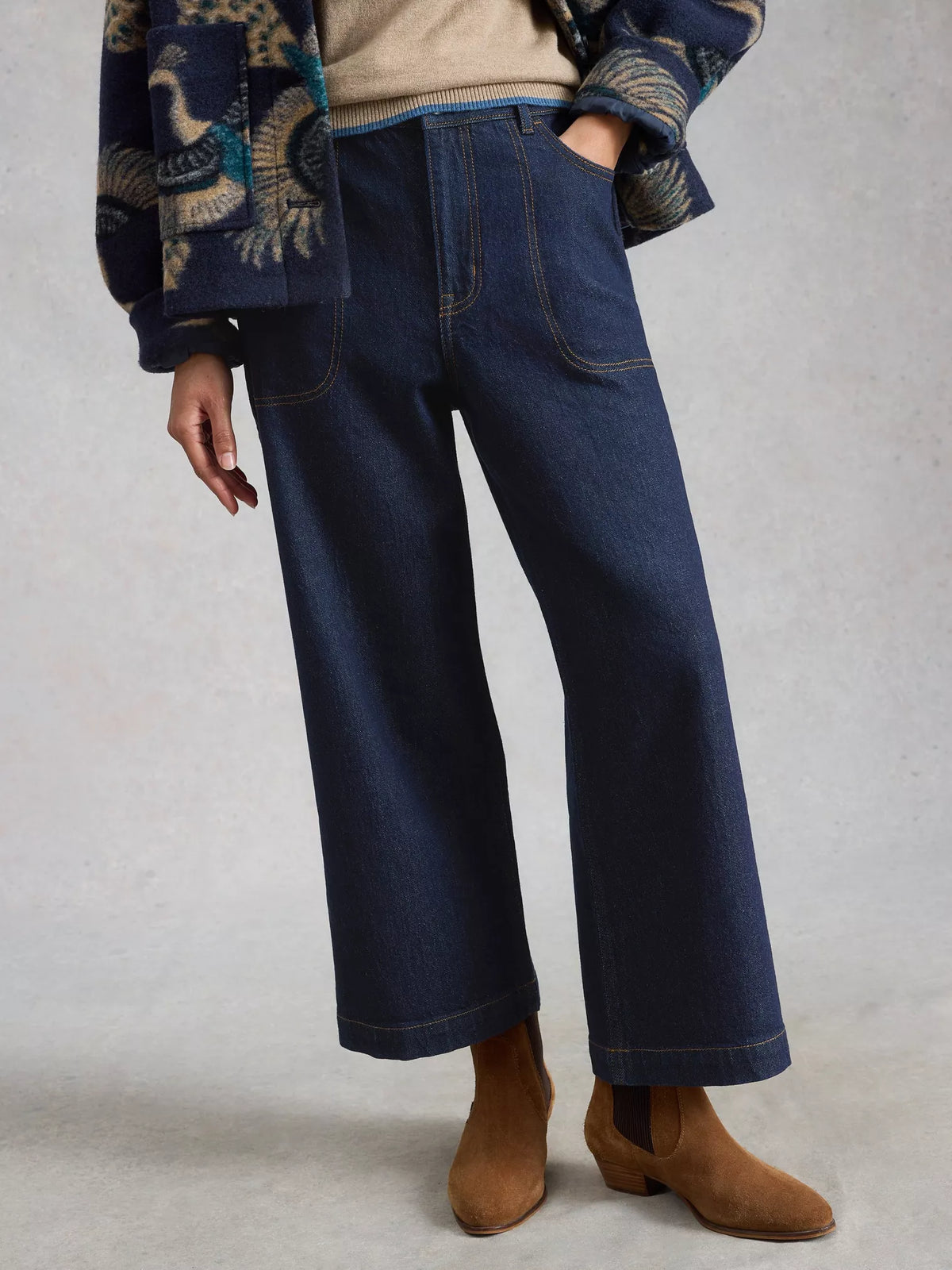 White Stuff Tia Wide Leg Crop Jeans