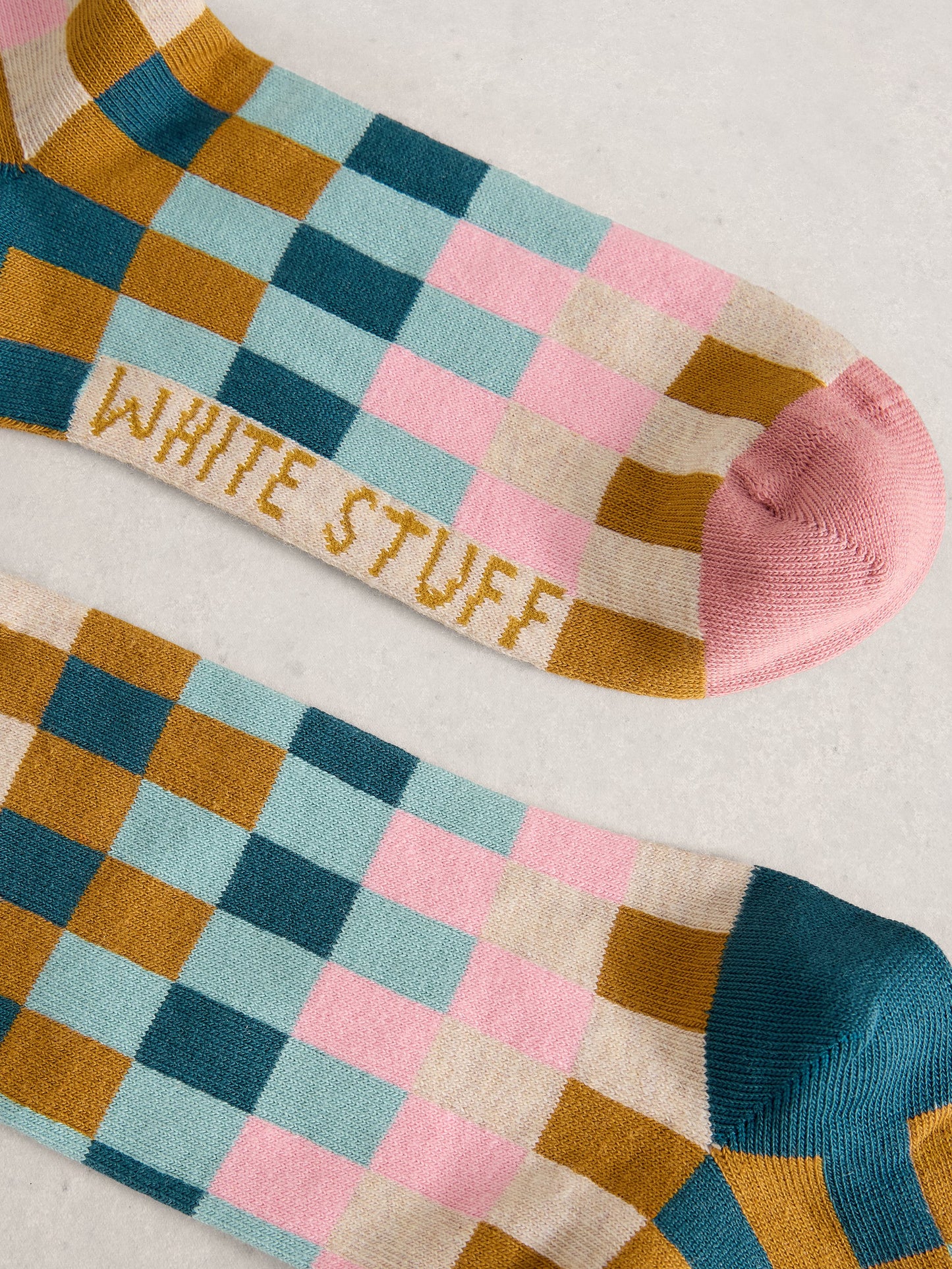 White Stuff Checker Ankle Sock