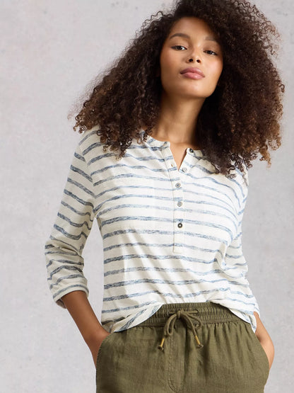 White Stuff Beth Stripe 3/4 Sleeve Shirt
