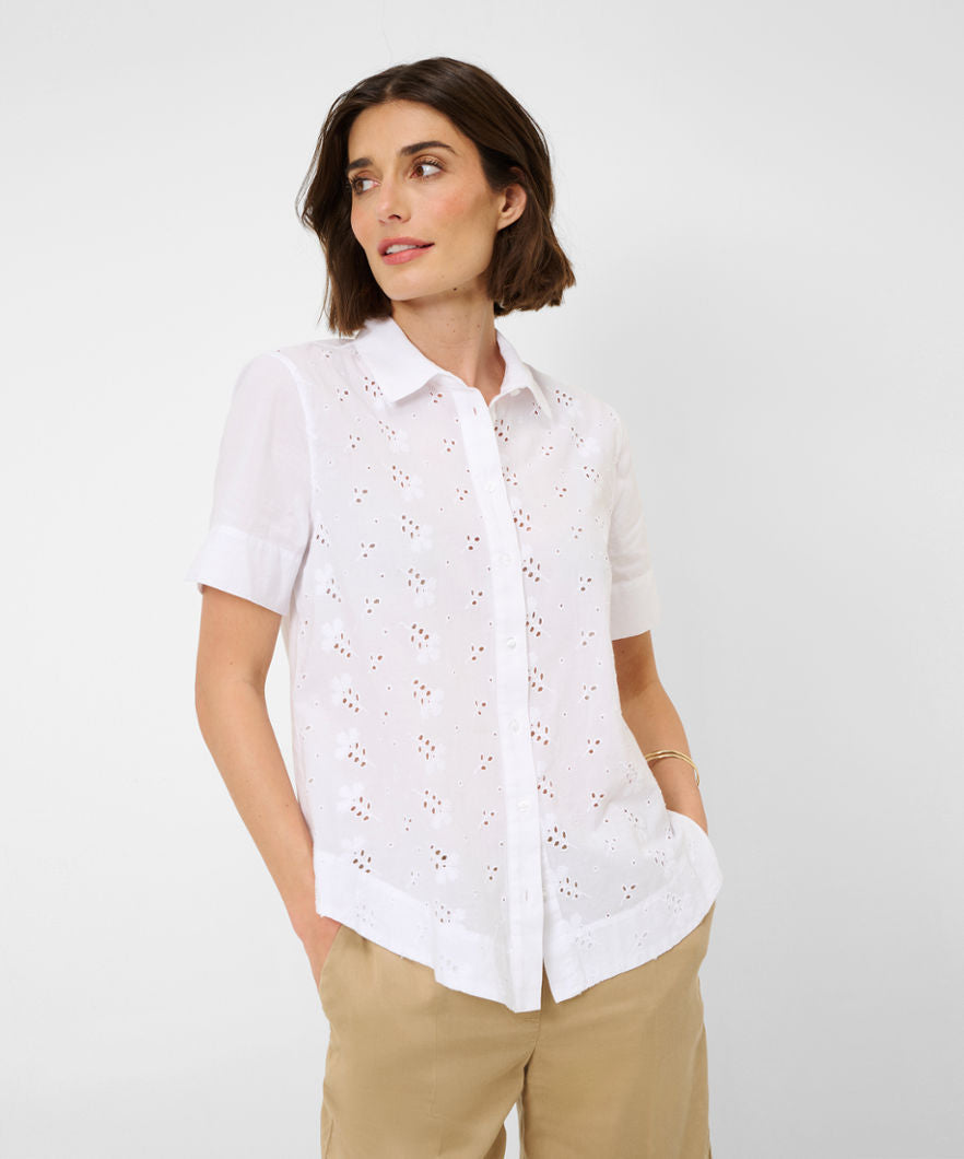 Brax Vel Short Sleeve Eyelet Blouse