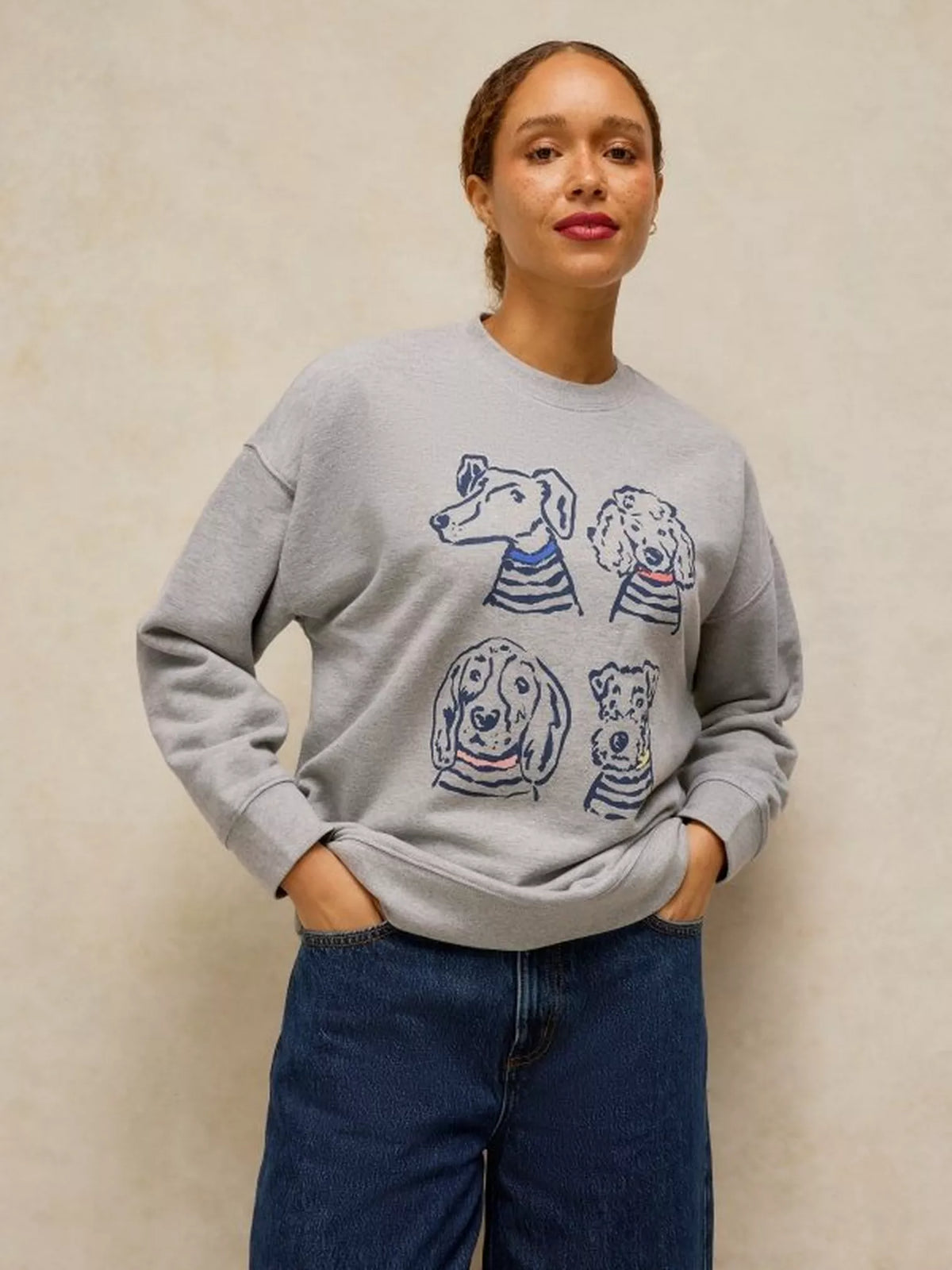 White Stuff Cleo Longline Graphic Crewneck