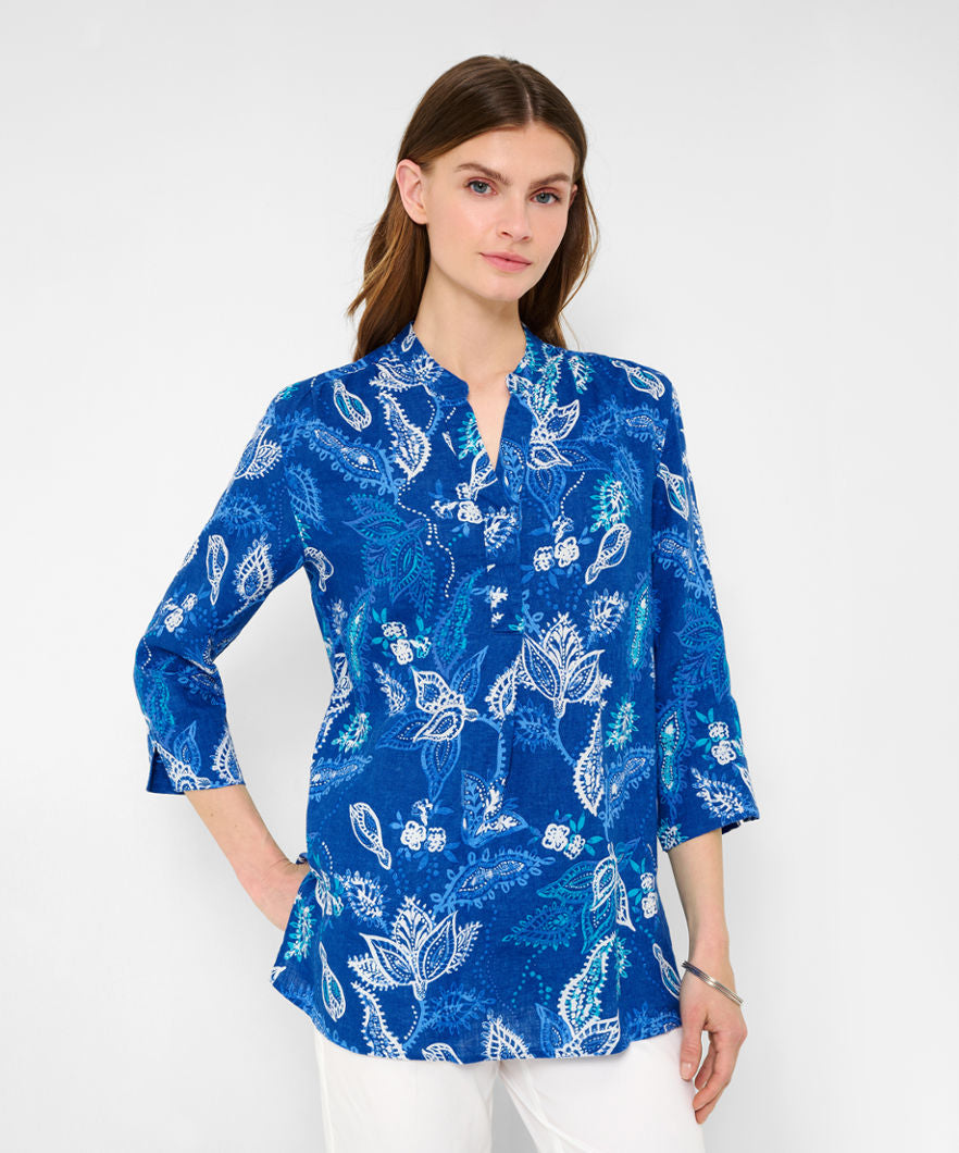 Brax Velvet Print Notch Neckline Blouse