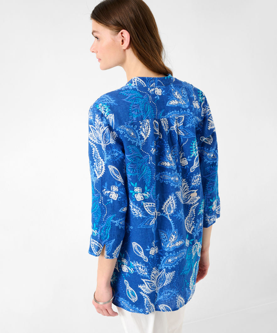 Brax Velvet Print Notch Neckline Blouse