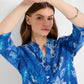 Brax Velvet Print Notch Neckline Blouse