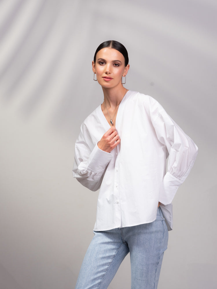 Alison Sheri Oversized V-Neck Shirt