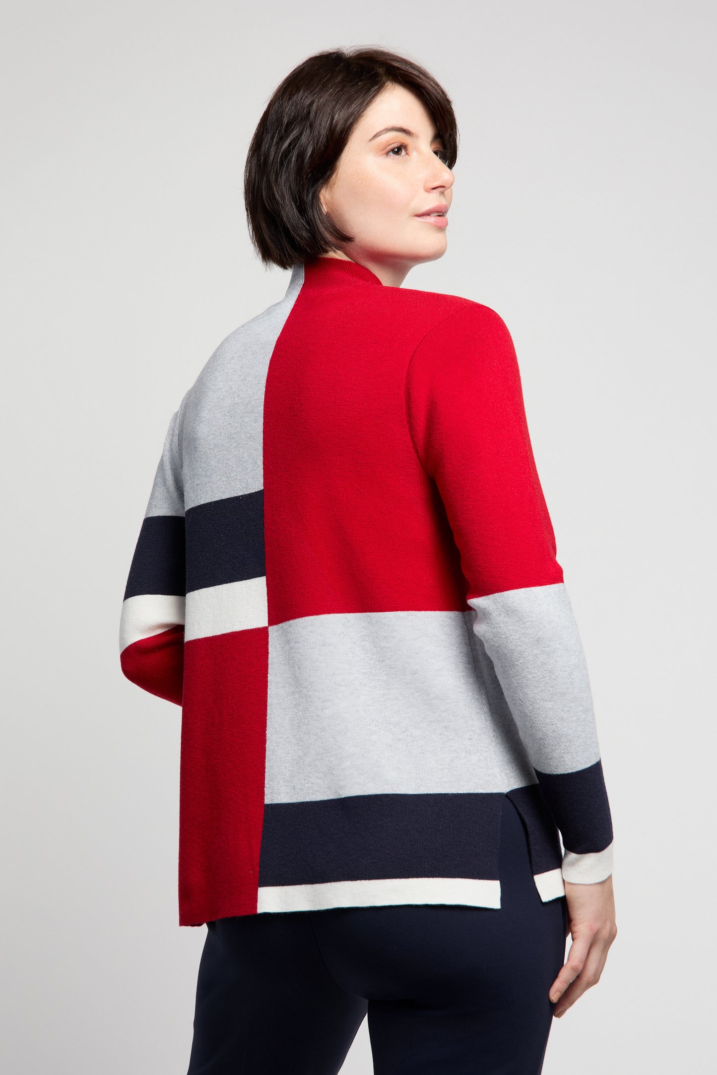 BYLYSE Colour Block Mock Neck Sweater