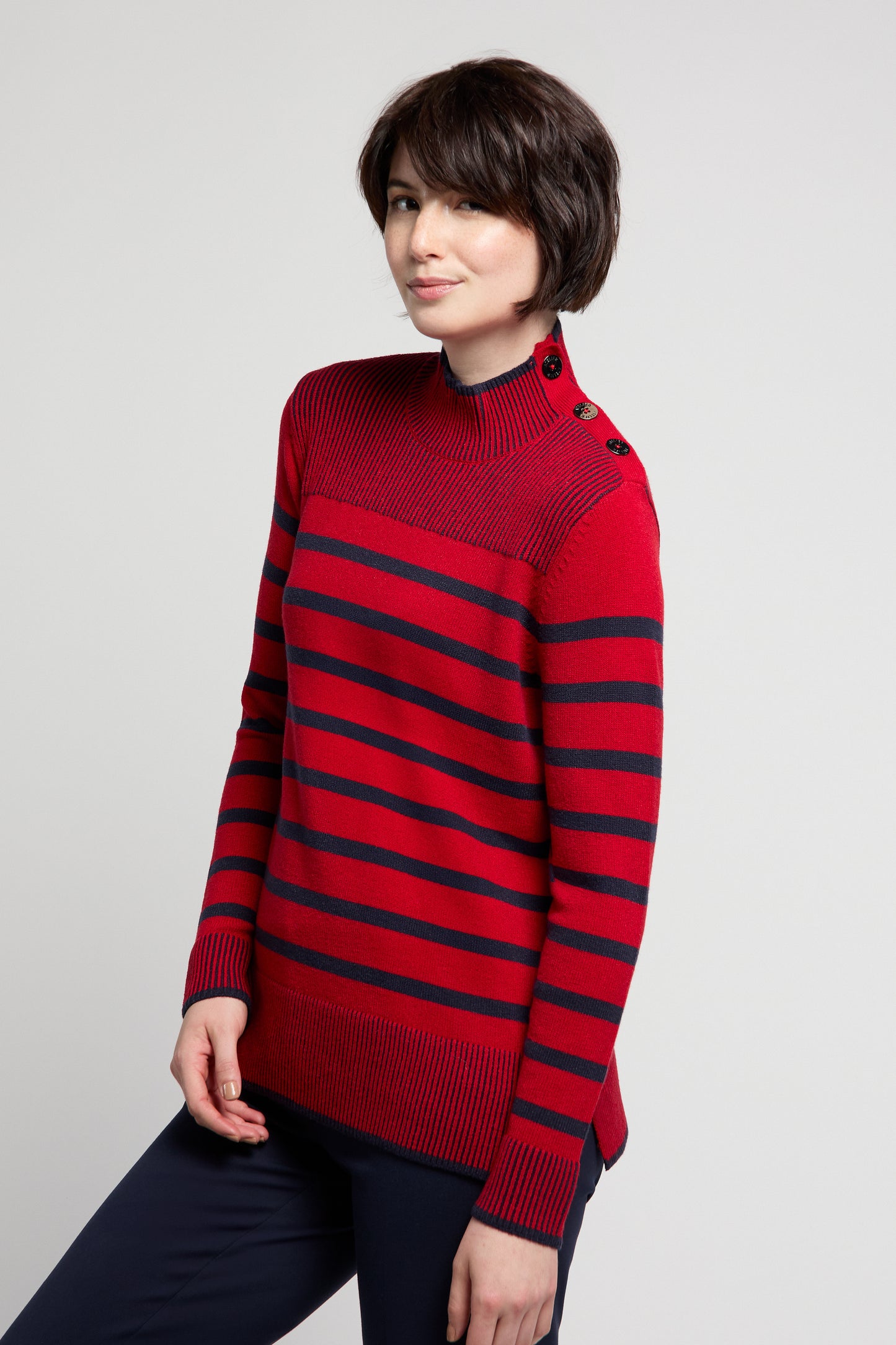 BYLYSE Mock Neck Stripe Sweater