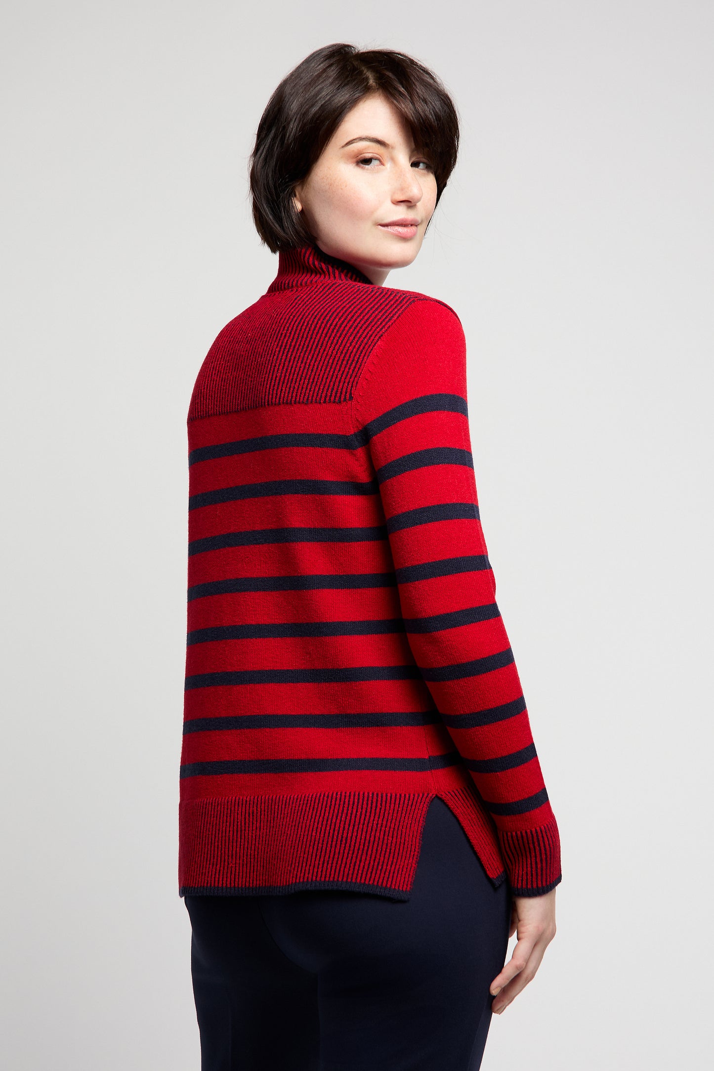 BYLYSE Mock Neck Stripe Sweater