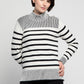 BYLYSE Mock Neck Stripe Sweater