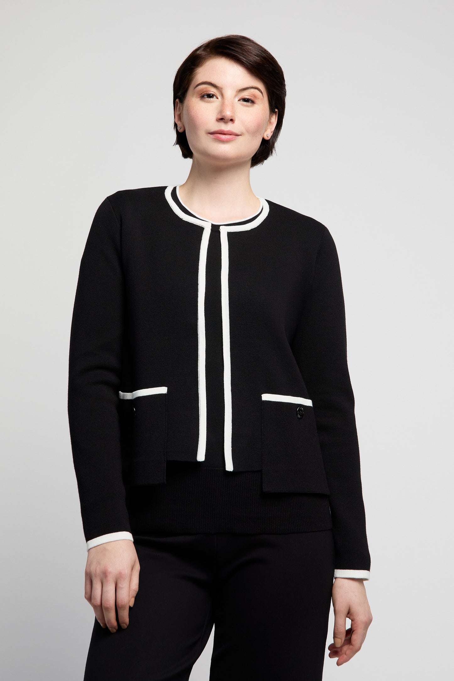 BYLYSE Contrast Trim Cardigan