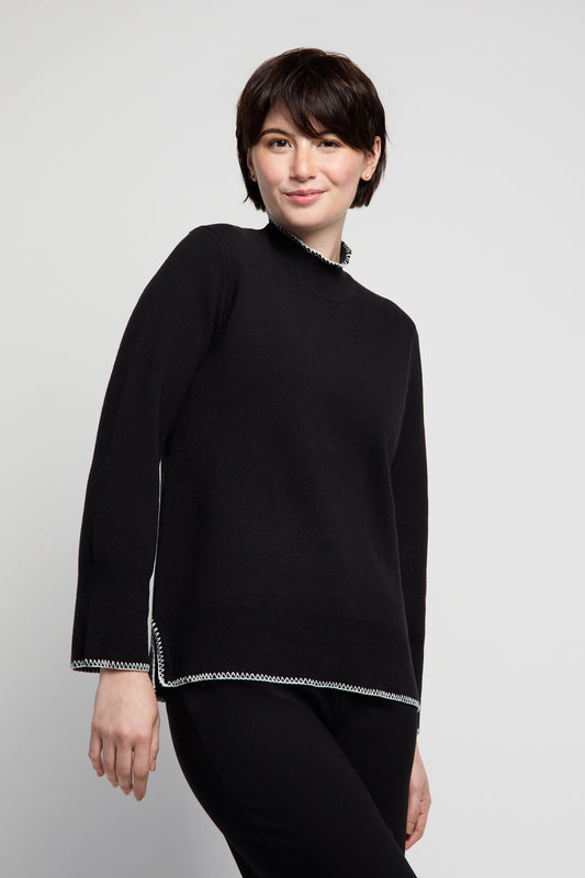 BYLYSE Contrast Whipstitch Sweater