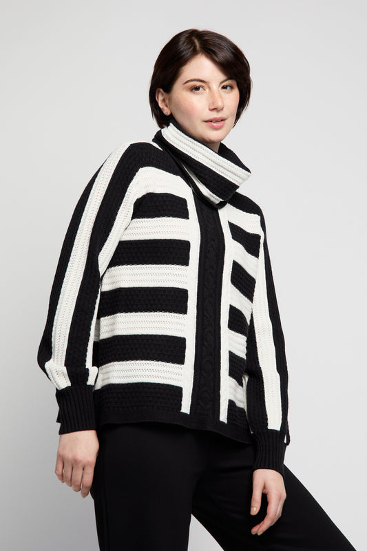 BYLYSE Stripe Sweater with Infinity Scarf