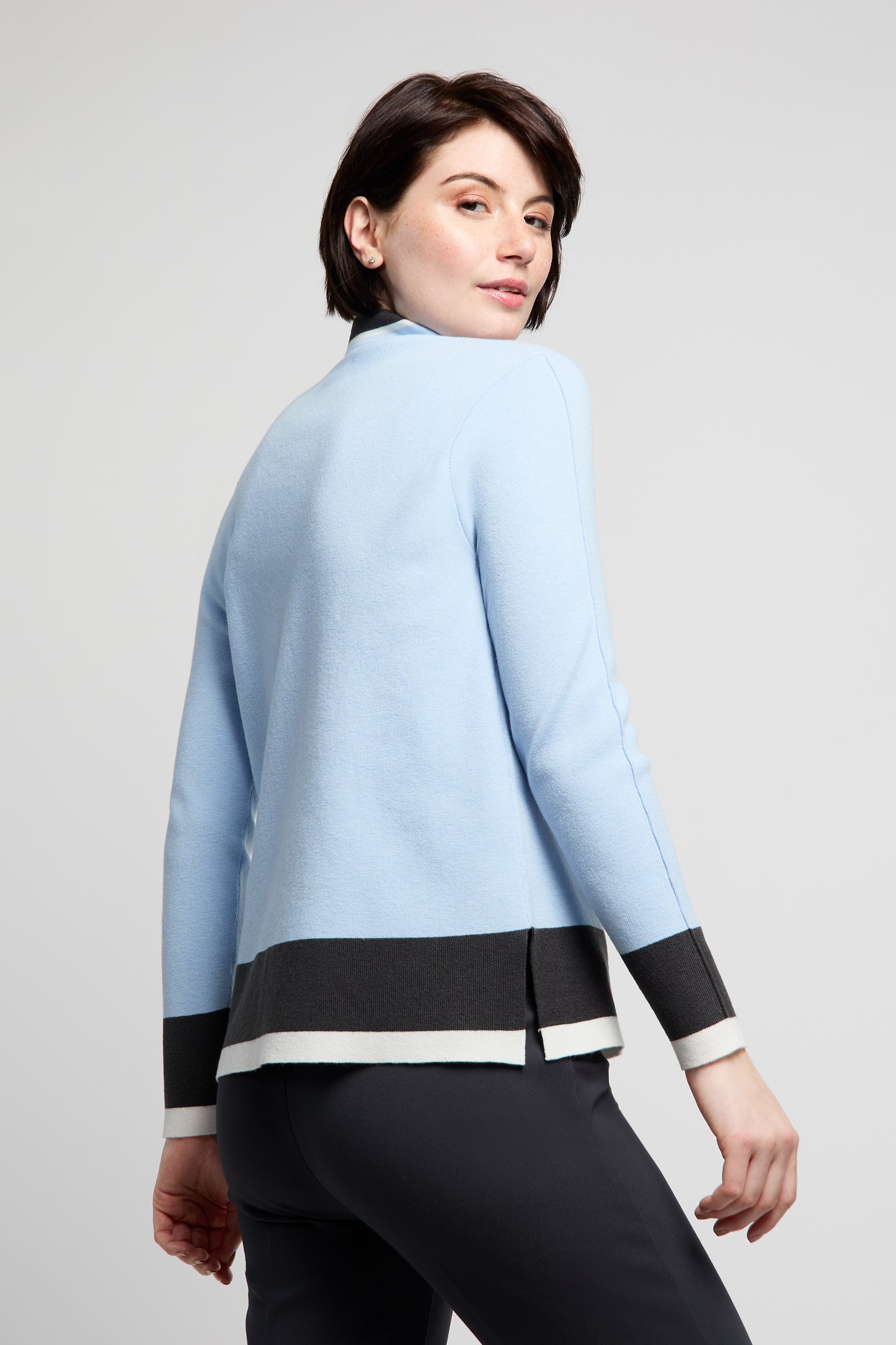 BYLYSE Mock Neck Fine Knit Sweater