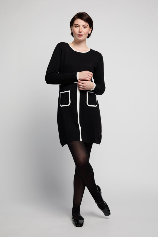 BYLYSE Contrast Trim Knit Tunic Dress