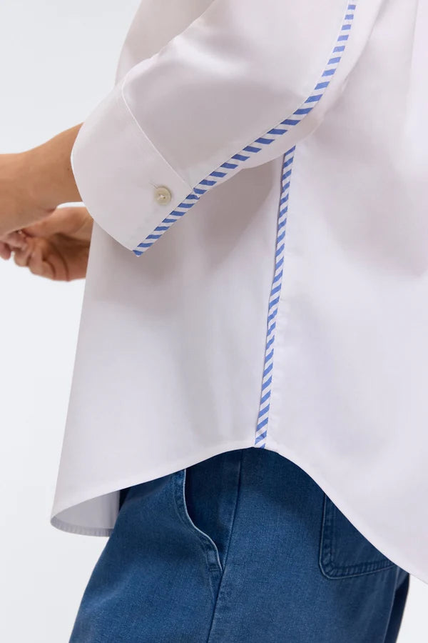 Foxcroft Margie Pinpoint Shirt with Stripe Trim