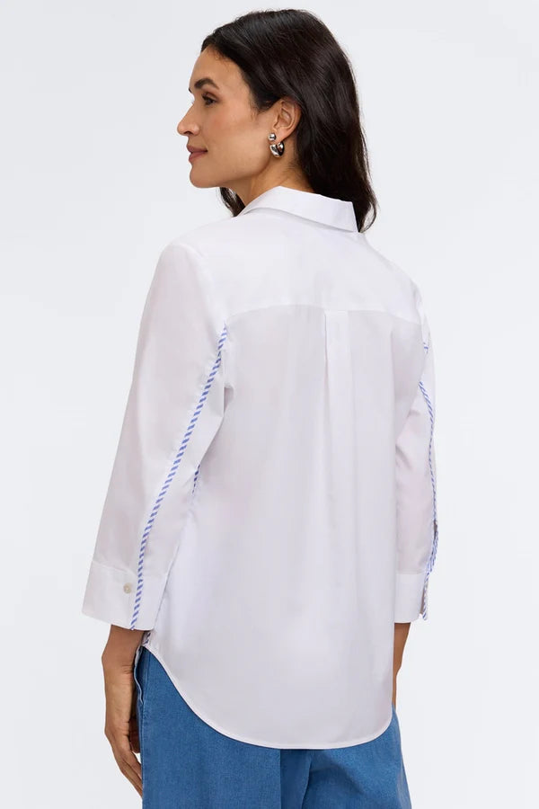 Foxcroft Margie Pinpoint Shirt with Stripe Trim