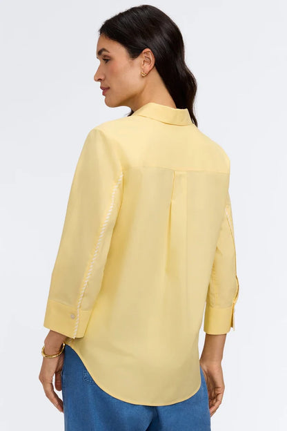 Foxcroft Margie Pinpoint Shirt with Stripe Trim