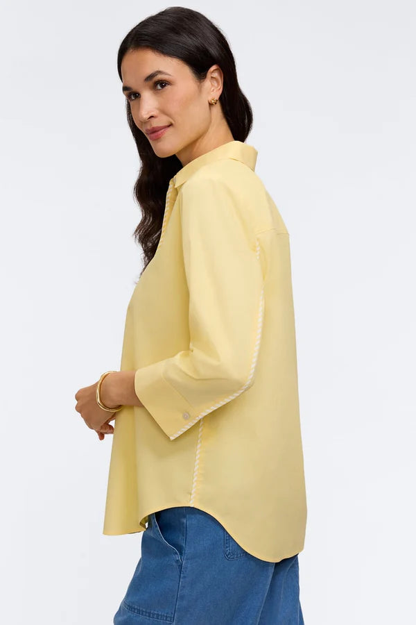 Foxcroft Margie Pinpoint Shirt with Stripe Trim