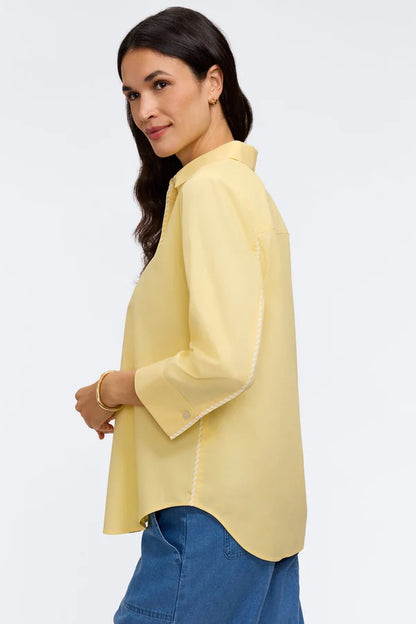 Foxcroft Margie Pinpoint Shirt with Stripe Trim