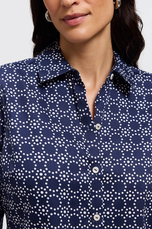 Foxcroft Hampton Geo Circles Long Sleeve Shirt
