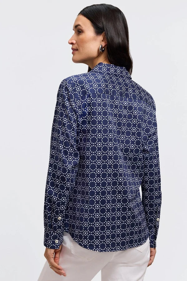 Foxcroft Hampton Geo Circles Long Sleeve Shirt