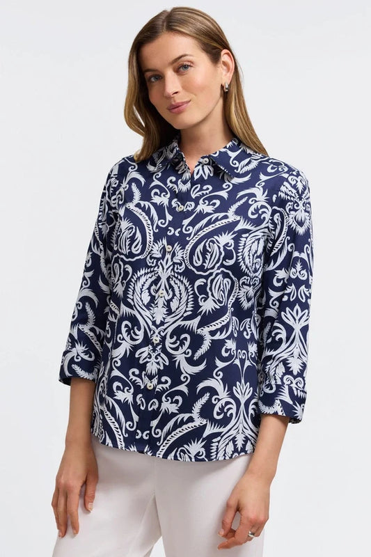 Foxcroft Hampton Printed Damask Shirt