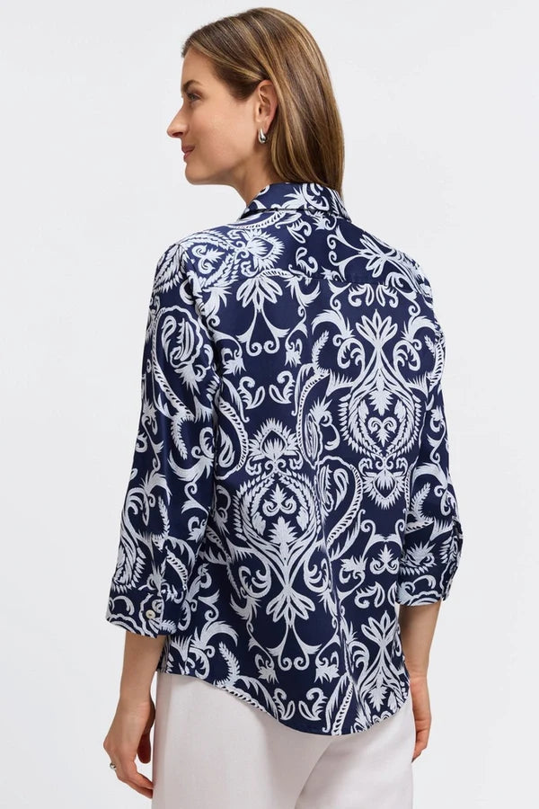 Foxcroft Hampton Printed Damask Shirt