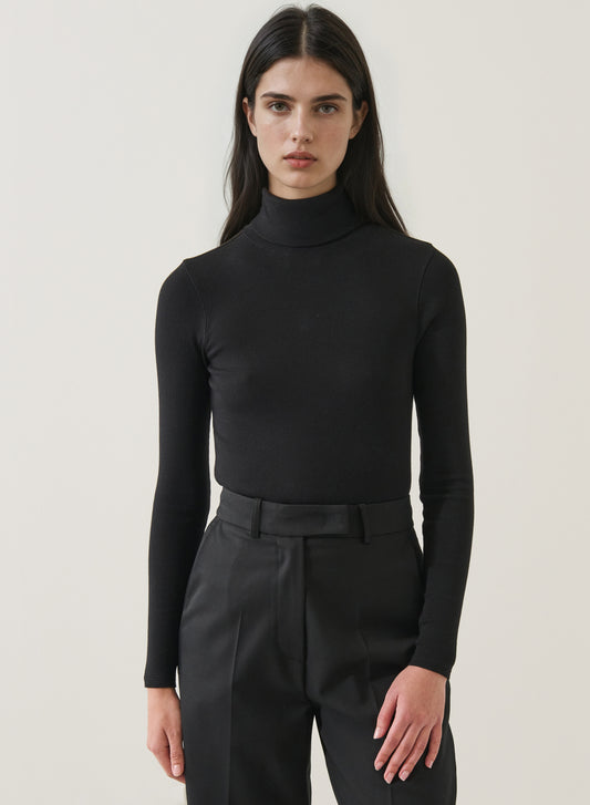 Patrick Assaraf Cotton Modal Rib Turtleneck