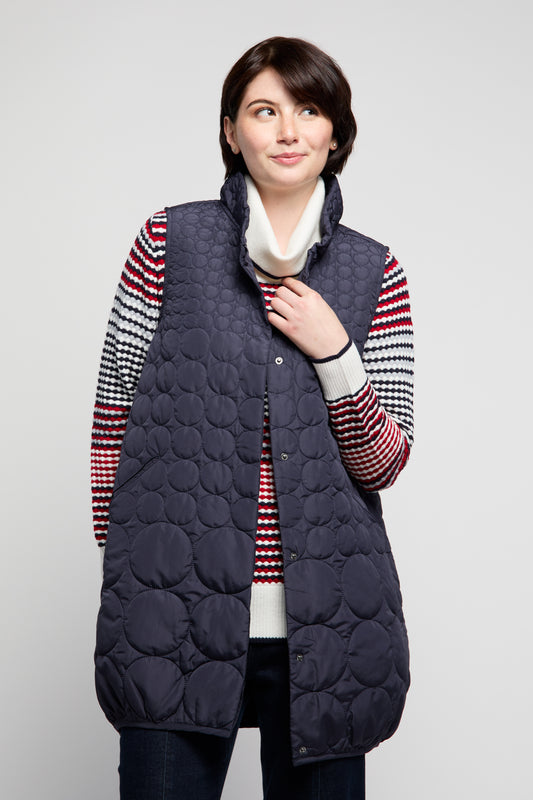 BYLYSE Long Quilted Circles Vest