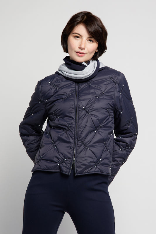 BYLYSE Quilted Bomber Jacket with Pearls