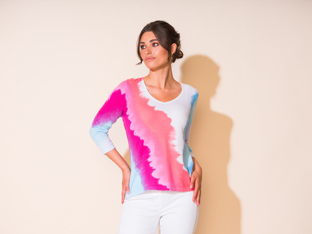 Alison Sheri V-Neck Print Sweater