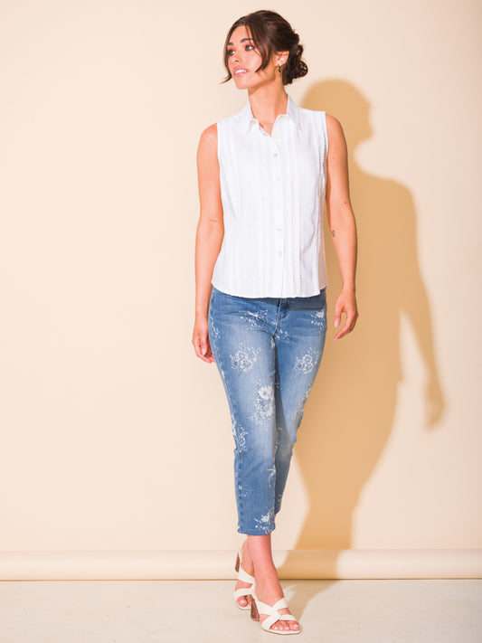 Alison Sheri Linen Sleeveless Shirt