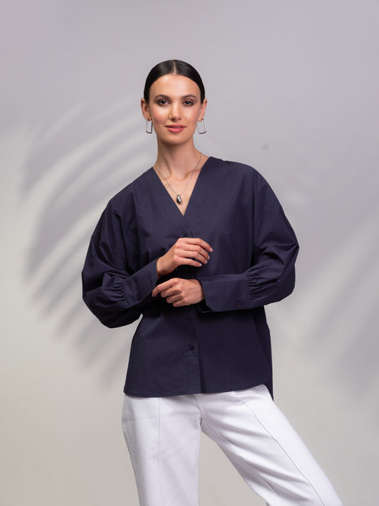 Alison Sheri Oversized V-Neck Shirt