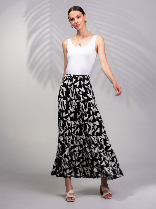 Alison Sheri Long Flowy Print Skirt