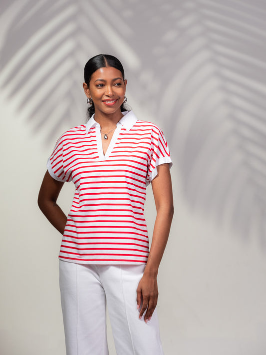 Alison Sheri Stripe Collared Top