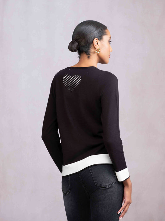Alison Sheri Subtle Dot and Heart Detail Sweater