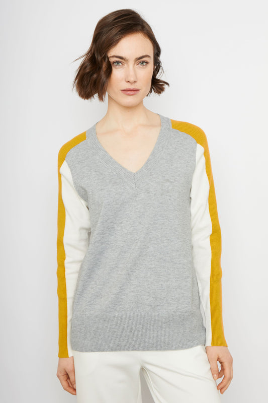 BYLYSE Colour Block V-Neck Sweater