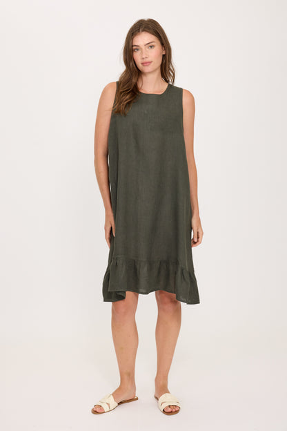 Pistache Linen Tie Back Dress