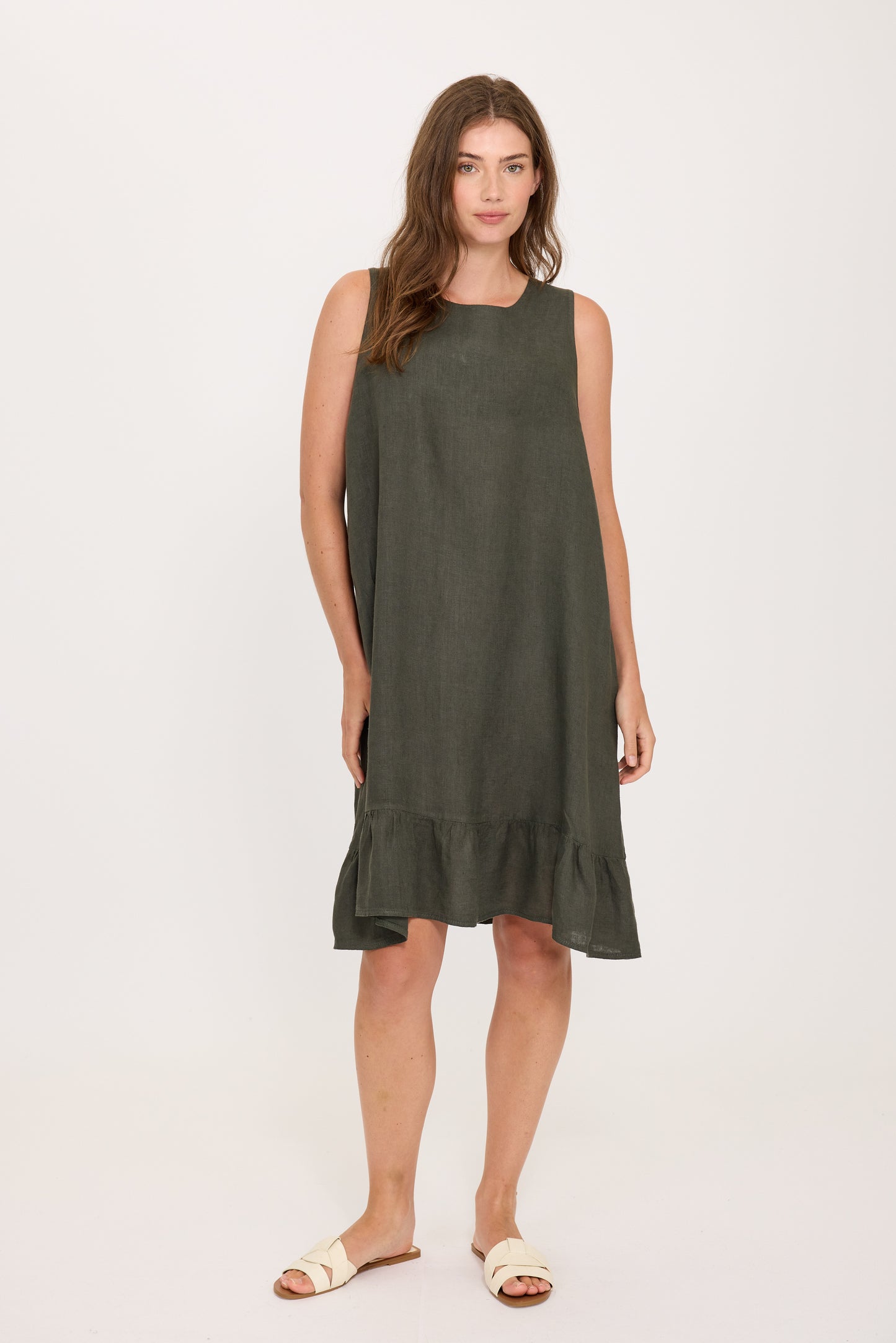 Pistache Linen Tie Back Dress
