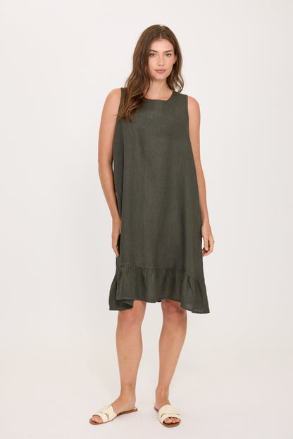 Pistache Linen Tie Back Dress