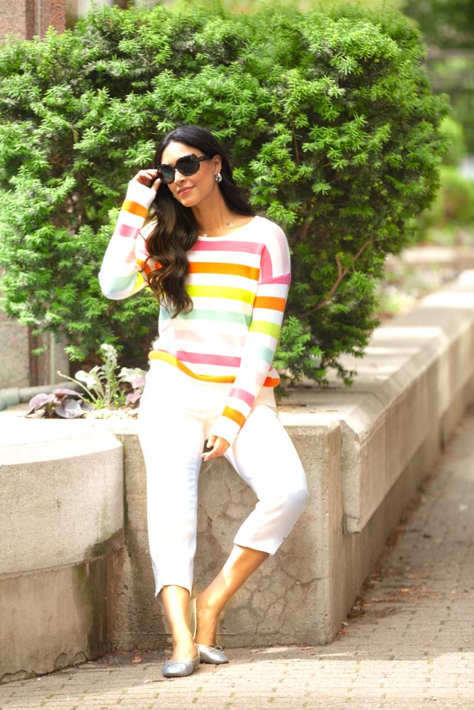 Elena Wang Stripe Knit Sweater