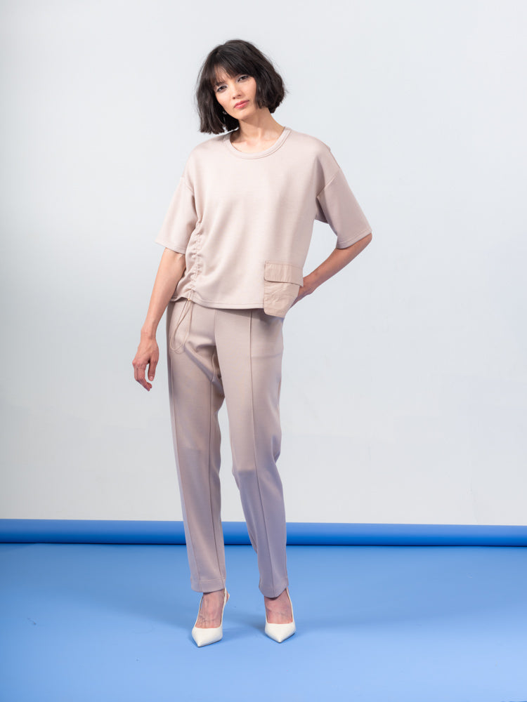 Elena Wang Stretch Top with Front Pocket